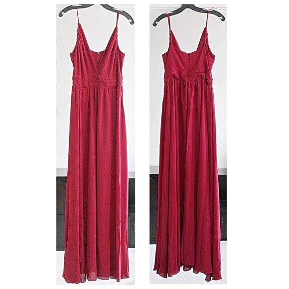 Naked Wardrobe - Strappy Maxi Dress with Full Skirt, color Burgundy, size 8 - Picture 2 of 10